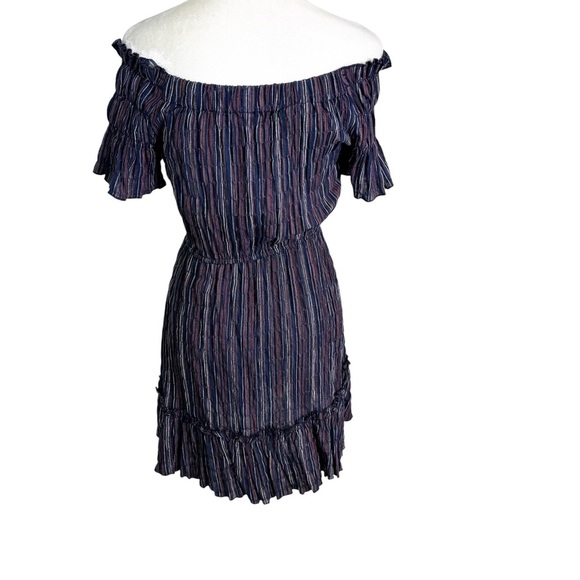 NWT Moon River Anthropologie Women's Cotton Striped Mini Dress Navy Blue Size S - Picture 7 of 11
